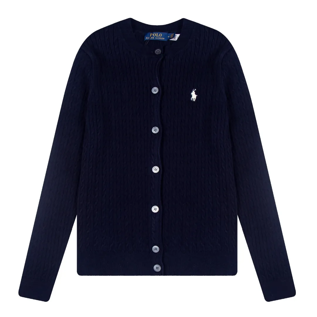 P196 White background picture [Evergreen for all seasons] Style number: 25123# Color: black/navy blue/almond/white Size: S-XL - Ralph Lauren/Ralph Lauren 2025FW Zhao Lusi's same solid color logo knitted versatile fine twist knitted buttoned long-sleeved cardigan - RL's classic fine twist cardigan 21S quality cotton yarn A cardigan that can be worn in all seasons Can be matched inside or outside Simple and clean basic color matching The upper body is clean and flawless. The comfort brought by imported cotton yarn is soft. An item that cannot be rejected.